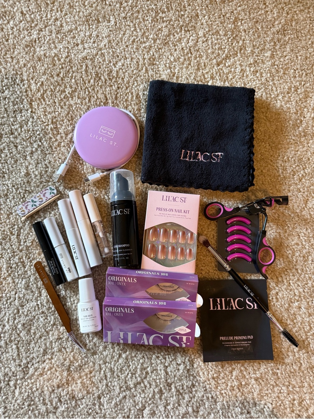 Lilac St. Lash & Press On Nail Bundle Mirror Onyx Lashes Tools